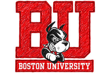 Hand-drawn Boston University BU terrier logo