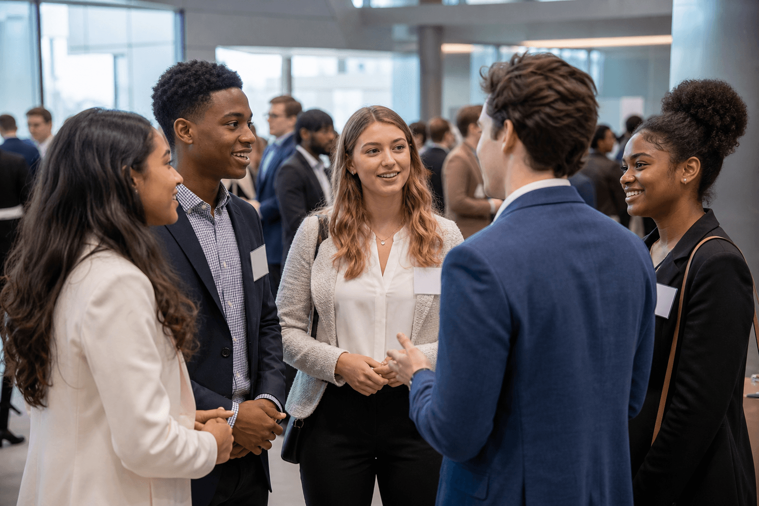 College students networking at a campus leadership conference
